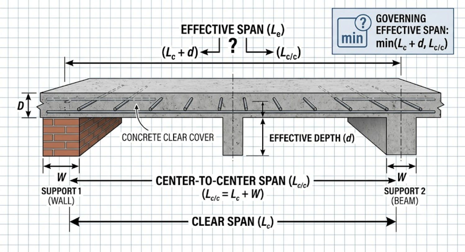 Effective Span of Slab Calculator